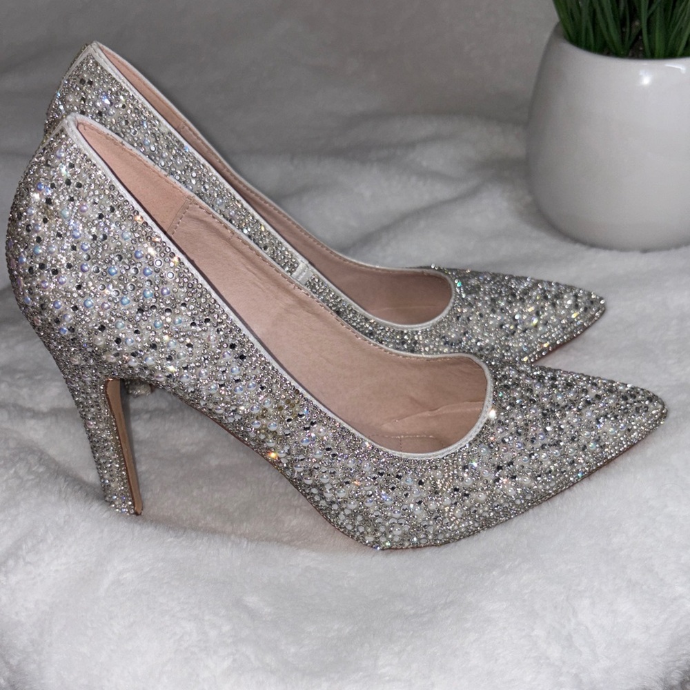 Sparkling Silver Stiletto Heels